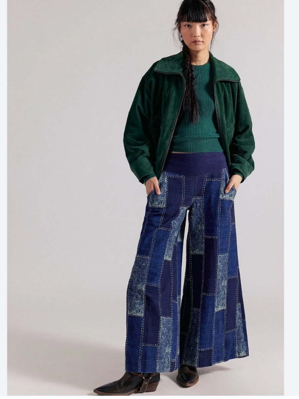 Free People Patches Wide-Leg Flare Jeans NWT
